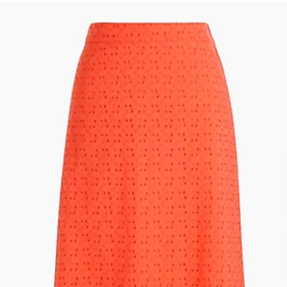 JCrew Eyelet asymmetrical ruffle midi skirt